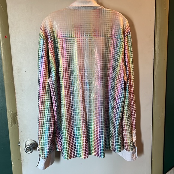 JOGAL Raver rainbow mirrored button down shirt size xl 😍 - Picture 8 of 10